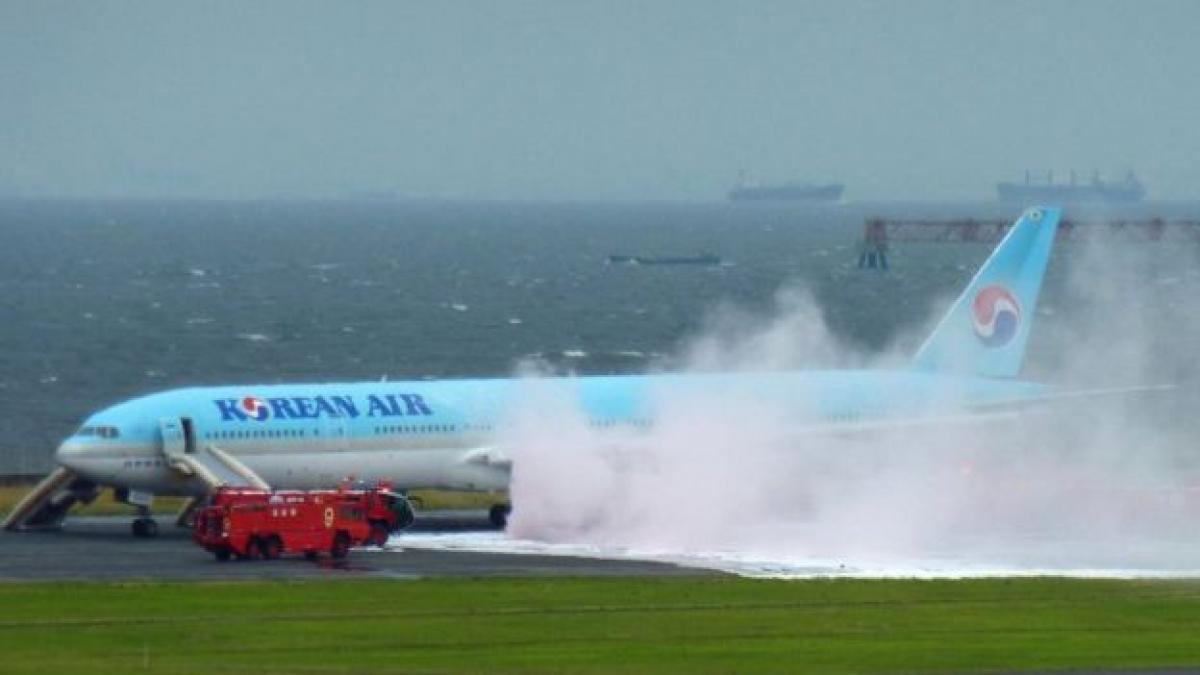 Air passengers evacuated after plane catches fire on Tokyo runway